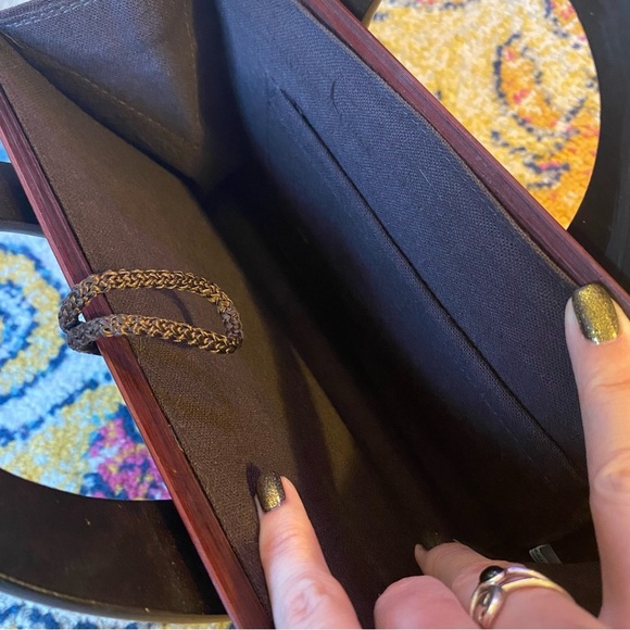 Vintage Wooden Bamboo Slatted Double Handle purse/Handbag - Picture 6 of 6